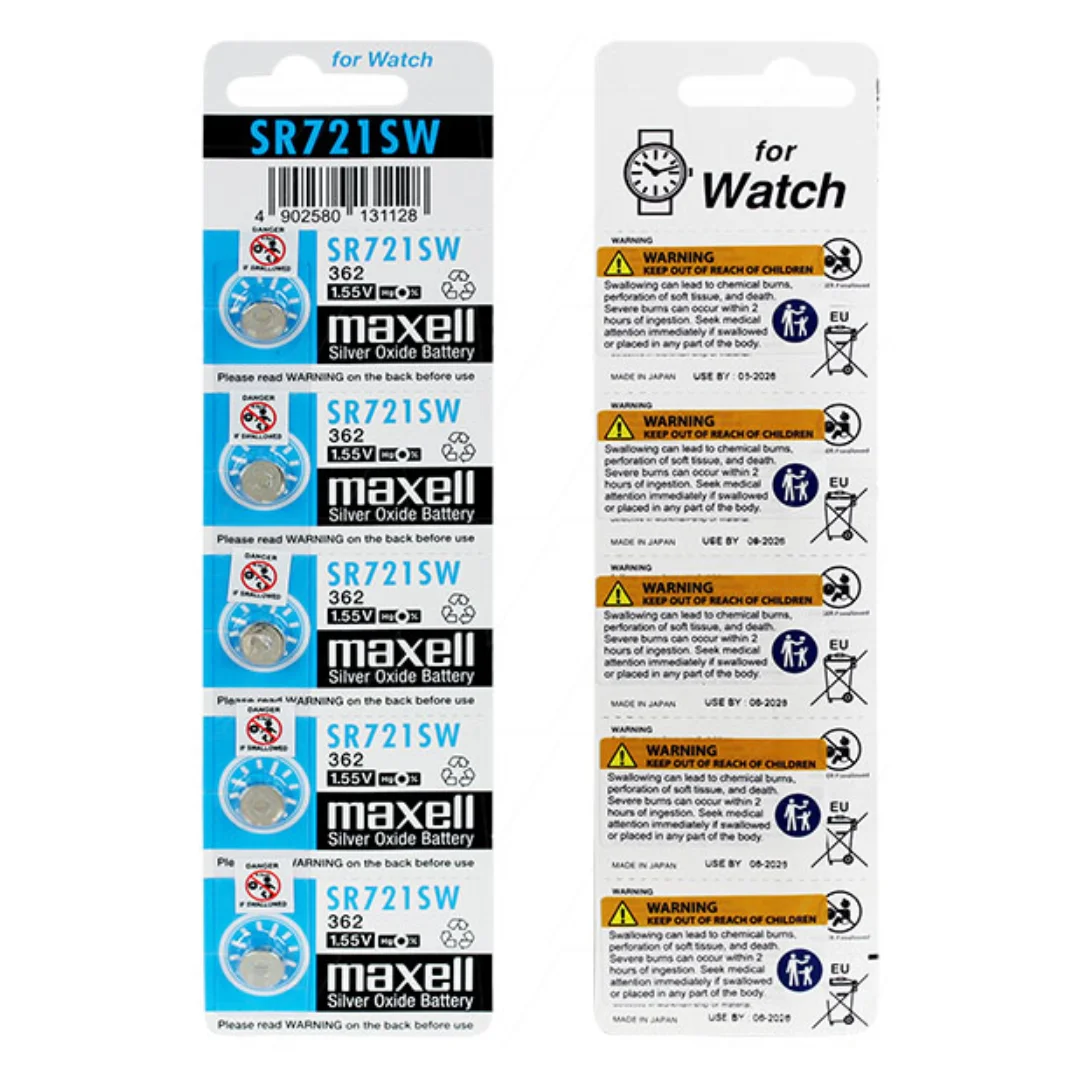Maxell SR721SW-BP5 silver oxide battery at Signature Batteries