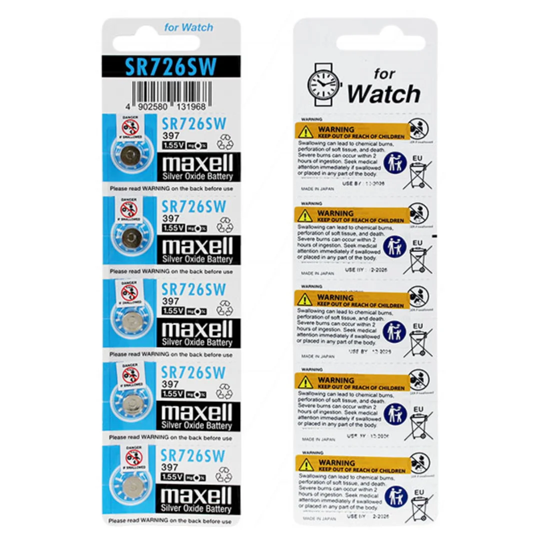 Maxell SR726SW-BP5 silver oxide battery at Signature Batteries